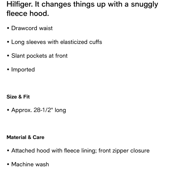 Brand new with tags never worn Tommy Hilfiger Women's Hooded Fleece-Trim - Picture 4 of 5